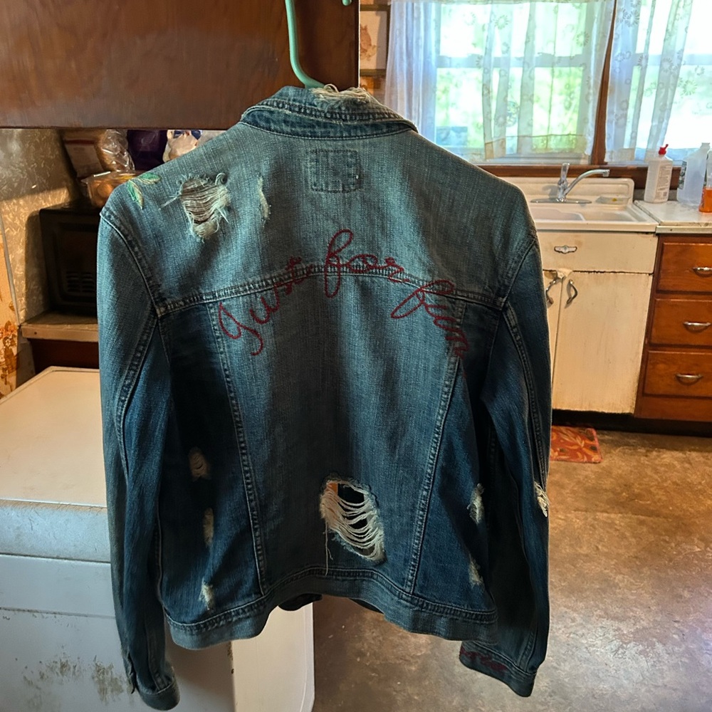 Universal Thread Denim Jacket With Red Embroidery - image 2